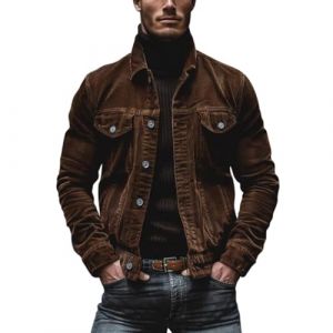 Oanviso Veste en Velours C&ocirc;tel&eacute; pour Homme Blouson Classique Retro Veste de Travail Manches Longues Veste Cargo D&eacute;contract&eacute;e Bouton Regular Fit Outdoor Manteau A Brun XXL (Shopping tide, neuf)