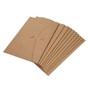 10 Pcs Pochettes de Fichier A4 en Papier Kraft Chemise de Dossier Épais avec Boucle Sac de Document Cahier Horizontal Enveloppe de Rangement Farde en Corde Durable Papeterie de Bureau École Maison (Xinxiang Optics, neuf)