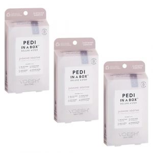 VOESH Pedi in a Box Deluxe 4 Step, Lot de 3 - Traitement intensif des pieds - P&eacute;dicure VOESH dans une bo&icirc;te - Kit de p&eacute;dicure &agrave; faire soi-m&ecirc;me - Kit de p&eacute;dicure v&eacute;g&eacute;talien - Kit de trempage de (db cosmetics, neuf)