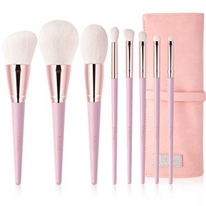 Ensemble de pinceaux de maquillage DUcare Pinceaux de maquillage roses avec étui 8pcs Fond de teint synthétique de qualité supérieure Poudre Ombres à paupières Blush Blending Concealers Kabuki Brush (Doremi-Beauty, neuf)