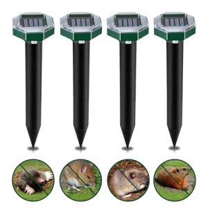 R&eacute;pulsif Taupe Solaire &agrave; Ultrason, RosyFate Lot de 4 Anti Taupe, Anti Taupe Solaire Vibration Et Ultrasons, IP65 Imperm&eacute;able, R&eacute;pulsifs Solaires pour Taupes (RANONE, neuf)