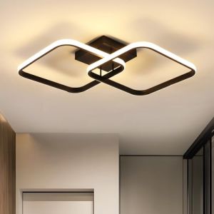 Goeco Plafonnier LED Carr&eacute;, 50W 5600LM Luminaire Plafonnier Moderne 3000K Lumi&egrave;re Chaude Lampe de Plafond LED avec Abat-jour en Acrylique pour Salon Chambre Cuisine Balcon Salle Manger, Noir (HO2GOCO, neuf)