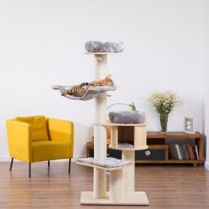 Natural Paradise Arbre à chat Magnolia XL Plus | avec troncs épais | H 175 x L 105 x l 90 cm (gris clair) (bitiba GmbH, neuf)
