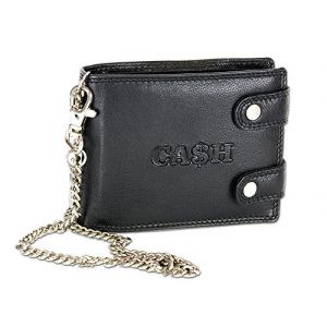 CA$H Portefeuille Motard avec chaîne de sécurité pour Homme - Cuir véritable – Noir (Jennifer Jones GmbH, neuf)