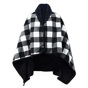 beifon Poncho Ch&acirc;le Femme &Eacute;charpe Cape &Eacute;paissie El&eacute;gant Chaud Hiver Foulard Chaud Ouverture Plaid Imprim&eacute; Pull Manteau Poncho Tartan Style avec Boutons Couverture &agrave; Carreaux Cadeau de No&euml;l pour Femme (beifon, neuf)