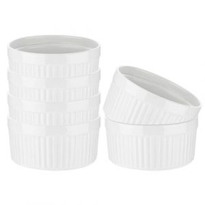 GR&Auml;WE Lot de 6 coupelles en c&eacute;ramique - Pour cr&egrave;me br&ucirc;l&eacute;e, passent au four - 250 ml - Blanc brillant - Bols &agrave; dessert ronds - Diam&egrave;tre : 10 cm - Mini plats &agrave; gratin - Empilables - Passent au (Gr&auml;we-shop, neuf)