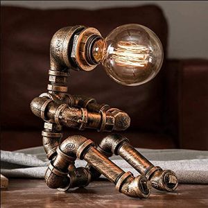GQZGGXX Lampe De Bureau &Agrave; De Style Steampunk, Lampe De Table De Bureau De Style R&eacute;tro Cr&eacute;atif, Lampe De Lecture pour Robot en Fer, Adapt&eacute;e Au Salon, &Agrave; La Chambre &Agrave; Coucher (GFNDJVHK, neuf)