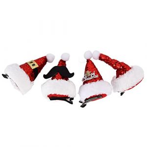 generic Lot de 4 Pinces &agrave; Cheveux Festives de No&euml;l avec Chapeau de P&egrave;re No&euml;l et Lunettes, Pinces en M&eacute;tal en Peluche Douce, &eacute;pingles &agrave; Cheveux pour Femmes et Filles, D&eacute;corations de (Hongcoo, neuf)