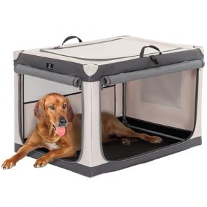 Caisse Transport Chien Pliable S&eacute;curis&eacute;e avec Cadre M&eacute;tal Brevet&eacute; & Fermeture Verrouillable &ndash; Cage Tissu Grand pour Chien, Fond Imperm&eacute;able, Housse Lavable, Id&eacute;ale Voiture, Camping, Maison (A4 Pet, neuf)