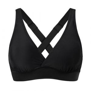 Haut de Bikini pour Femme Haut de Maillot de Bain | Push-up Sexy Cou Suspendu Haut de | Haut de Bikini Bandeau | Top Bandeau Femme Noir | Bretelles Amovibles et sans Bretelles | Haut de (Y2-Black, XL) (Qersh, neuf)