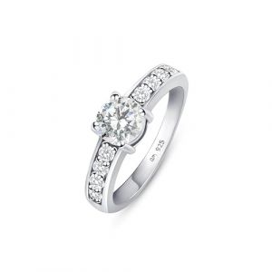 Amberta Bagues de Fiançailles pour Femme en Argent Sterling 925 avec Zircone | Bague de Mariage Diamant Simulé | Bague de Fiançailles | Bague Solitaire pour Femme: Bague Argent Zirconium Taille 48 (Amberta, neuf)