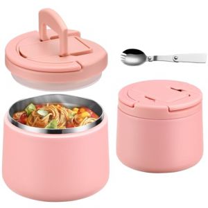 Itslife Boîte Alimentaire Isotherme, 420ml Lunch Box Isotherme Enfant, Boite Isotherme Repas Chaud avec Cuillère, Thermos Alimentaire Chaud en Acier Inoxydable pour Picnic, Ecole et Bureau, Rose (Itslifeuk, neuf)