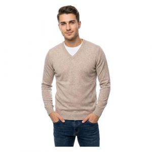 Marenza Col en V pour Homme &agrave; Manches Longues en Cachemire en Soie fabriqu&eacute;e en Italie, Beige, XL (Bo.MA., neuf)