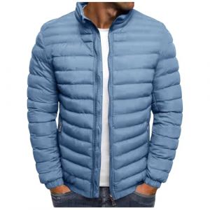RLEHJN Manteau Homme Hiver Doudoune Homme Legere Et Chaude Hiver Veste Chic sans Capuche Col Mao Veste Matelassée Zipper Blousons Couleur Unie Décontractée AVCE Poches Automne Jacket (⭐⭐⭐⭐⭐RLEHJN, neuf)