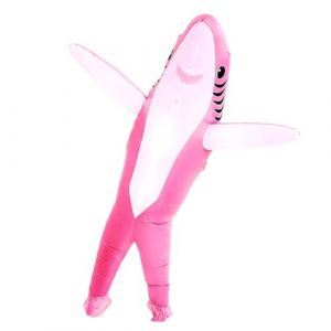 FXICH Costume gonflable adulte homme femme costume animal requin cochon vache (costume de requin 150-190 cm, rose) (FXICH, neuf)