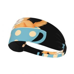 Bandeau de sport élastique MJHKXLJ Petit chat orange dans une tasse à pois imprimé Spandex, doux, respirant, séchage rapide (jiayanbaihuode, neuf)