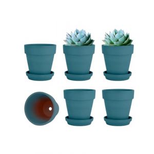 Lot de 6 Pots de Fleurs en Terre Cuite avec Soucoupe - 10,2 cm - avec Drainage, Parfaits pour Les Plantes, Les travaux manuels (Vensovo, neuf)