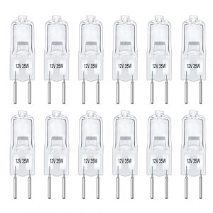 Lot de 12 Ampoules Halog&egrave;nes GY6.35 35W Dimmable AC/DC 12V, G6.35 Lampe Halog&egrave;ne, 2700K Blanc Chaud, 390LM, Basse Tension, Capsule Transparente, Pour Lustre, Placards, Paysage &Eacute;clairage (XiMing Co. Ltd, neuf)