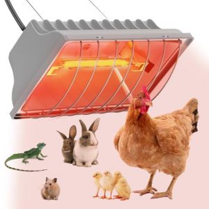 Chauffant Poussin, 250W Chauffage Pour Poulailler avec interrupteur &eacute;conomique, c&acirc;ble d'alimentation 1.8m, lampe infrarouge thermostatique automatique pour poulets, canards, chiots, animaux d'&eacute;levage (heartlessbattle, neuf)