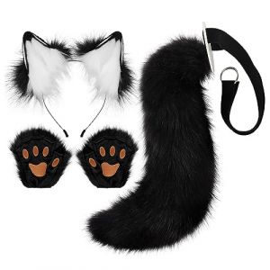 JOERBABU Serre-tête avec oreilles de chat et queue de renard, gants et queue de chat (jiushuang, neuf)