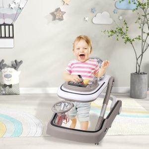 Trotteur Bébé Pliable pour Nourrisson de 6 à 18 Mois - Trotteur pour bébé avec Roues Silencieuses pour Enfant Garçons et Filles - Hauteur Réglable, Rangement Facile-65 * 58 * 90cm- Kaki (Hechheu, neuf)
