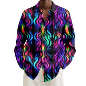 Générique Chemise Homme Hippie 70'S, Chemise Annee 70 Homme Chemise Or Homme Chemise Homme Fluo Chemise Metallique Tenue Année 80 Homme Chemise A Jabot Homme Tenue Homme Sexy (IHUAE, neuf)