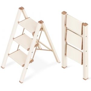 GameGem Escabeau 3 Marches, Tabouret Pliable &agrave; P&eacute;dale Large Anti-D&eacute;rapante en Aluminium L&eacute;ger mais Robuste, Capacit&eacute; 150 kg, Design Moderne Mignon pour Espaces Domestiques Int&eacute;rieurs (GameGem-eu, neuf)