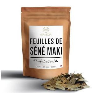 Manelya, feuilles de S&eacute;n&eacute; Maki, calmantes, apaisantes, contre la constipation, laxative, produit naturel, vendu dans un sachet refermable de 100g. (NORALIA, neuf)
