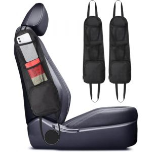 2 Pièces Organisateur Latéral de Siège Accessoire Voiture,Organisateur Voiture Rangement,Voiture Accessoire Voiture Interieur pour Tous Les Sièges D'auto de Avant pour Voitures,Camions(Noir) (HAOCHEN EU, neuf)