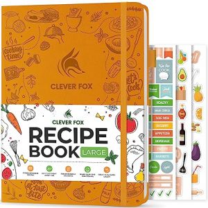 Clever Fox Livre de recettes &ndash; Cr&eacute;ez votre propre livre de cuisine familial &ndash; Carnet de recettes vierge &ndash; Journal de cuisine vide pour &eacute;crire des recettes &ndash; Grande taille, 21,6 x 28,4 cm, couverture (SVD COM, neuf)
