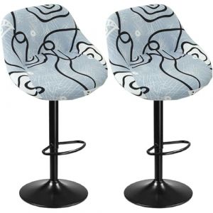 SDNAM Housse Tabouret de Bar avec Dossier Lot de 2/4/1 Extensible Incurv&eacute; Couverture de Tabouret de Bar Tabourets Hauts pour Bar/Cuisine/Salle a Manger(H12,2PCS) (POSTTER SHOP, neuf)