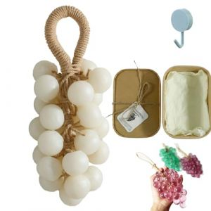 Savon au raisin, savon en cristal fait main et personnalis&eacute;, nettoyant doux, savons artisanaux en forme de raisin sur corde, for le lavage des mains(White) (YTDZSWZX, neuf)