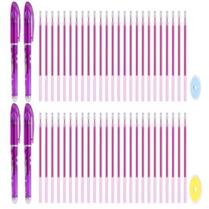 PATIKIL 4Pcs Stylos Gel Effa&ccedil;ables Avec 50 Recharges & 2 Gommes, 0.5mm Stylos Effa&ccedil;ables &Agrave; La Chaleur Pour Tissu Encre Violette Stylo Marqueur Pour Tissu Couture Patchwork &Eacute;criture (PATIKIL UK, neuf)