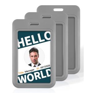 Uniclife Lot de 3 Porte Badges Coulissants en Plastique Gris avec Fenêtre Transparente pour Cartes d'identité de Bureau Cartes de Crédit Cartes de Proximité Permis de Conduire et Laissez Passer (Dinglang, neuf)