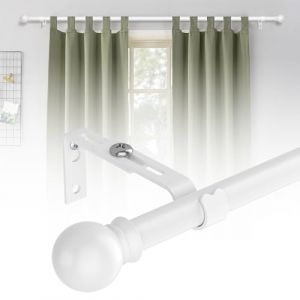 Tringle Rideau, 71-121cm Tringle à Rideaux Extensible Ensemble avec Embout Rond en Acier Inoxydable - 16 mm de Diamètre Tringle à Rideaux avec Supports Réglables pour Salon, Cuisine/Blanc Mat (Guizhoudamaishangmaoyouxiangongsi, neuf)