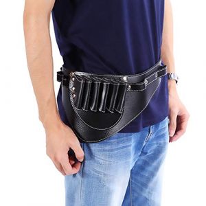 Trousse de Coiffure Professionnelle Sac de Ciseaux de Coiffure &Eacute;tui en Cuir PU avec Outils pour Ciseaux et Accessoires de Coiffeur Porte-ciseaux pour Coiffeur Professionnel Passants de Ceinture - Noir (Aqur2020, neuf)