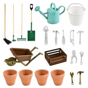 18 Pcs D'Accessoires Jardin Miniature, Jardinage Miniature Outils,Mini Ornement Jardin,Accessoires Jardin Maison Poup&eacute;e pour Outils Jardin Maison Poup&eacute;es (Vert) (kangruiyuan, neuf)