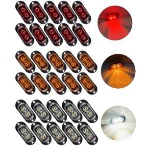 Krtopo 30X2 LED Feux Gabarit Remorque 12 / 24V Feux de Marquage Lat&eacute;ral Remorque Lampe 3000K Lumi&egrave;Re D&rsquo;Avertissement Pour Camion Rv Caravane (Rouge+Jaune+Blanc) (aqhtrade, neuf)