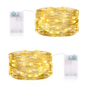 CandLuc Guirlande Lumineuse avec Minuterie, LED Guirlande Lumineuse a Pile 5M 50 LEDs Girlande de Lumi&egrave;re Decoration pour Chambre Jardin No&euml;l Int&eacute;rieur D&eacute;coration (GZ MingAo, neuf)