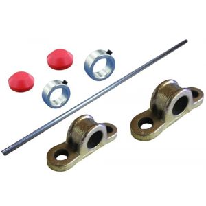 Rollentechnik Jeu de 1 essieu de 20 x 1,5 mm de diamètre, axe de roue 1000 mm, 2 bagues de réglage, 2 tréteaux d'essieu, 2 capuchons d'extrémité pour chariot, chariot basculant, construction de (Rollen-Direkt*eu, neuf)