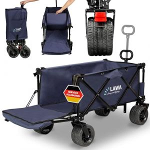 Chariot Pliable de Plage et Jardin avec Hayon - Transport Ext&eacute;rieur 100kg - &agrave; Main, Charrette &agrave; Bras, Caddie, Diable, Poussette pour Chien - Bleu (LAWA Living and Lifstyle (Prix TVA incluse), neuf)