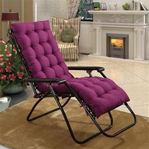 Highdi Coussin de Chaise Longue Jardin Exterieur, Coussin Bain de Soleil, Couleur Unie Matelas Transat Pliable épais avec Sangles antidérapantes pour Terrasse Plage (Violet,53x190cm) (Highdi, neuf)
