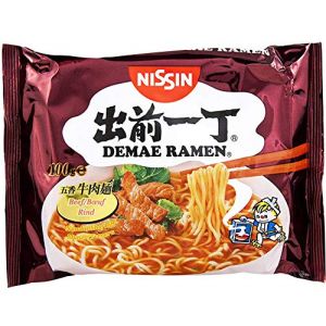 NISSIN Demae Ramen - Soupe de nouilles instantan&eacute;es en sachet saveur Boeuf 100G (Lot de 6 sachets) (Fimilla Market, neuf)