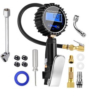 Num&eacute;rique Manom&egrave;tre Pression Pneu, 200 PSI Manom&egrave;tre Compresseur, Pistolet Gonfleur Pneus Voiture avec 13 Accessoires, Num&eacute;rique Testeur Pression Haute Pr&eacute;cision pour Voiture V&eacute;lo Moto (XULAI LIMITED, neuf)