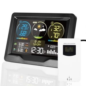 Deepboom Station Météo sans Fil, Station Meteo Interieur Exterieur sans Fil, Thermomètre Intérieur avec Capteur LED Ecran Rétro-éclairage Horloge Numérique Alarme Affichage Date Jour (LURNOFY-FR, neuf)