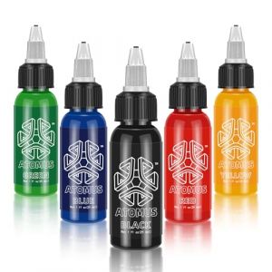 ATOMUS Tattoo Ink 5 Colors 1oz 30ml Tattoo Supply Pigment Natural Plant Tattoo Ink Black Pigment Permanent Makeup Tattoos Pigment (hayou1989, neuf)
