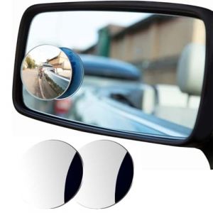 BQRKOTM 2 Pièces Rotatif Voiture Angle Mort Miroir sans Cadre Rond 360°Rotate HD Verre Auto-adhésif Convexe Vue Arrière Voiture Côté Miroir Angle Mort Extérieur pour Véhicules, Moto, Camions et SUV (ZHANG JING DE DIAN, neuf)