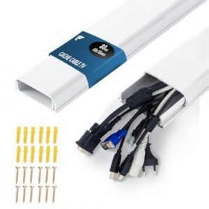 shinfly Goulotte TV 0.8m – Passe Cable PVC pour Cache-Câbles Mural, Cache Jusqu'à 1~10 Câbles, Goulotte Autocollante – Idéal pour l'installation de TV – 40cm(LG) x60mm(l) x18mm(h) - Blanc (Yeehoo, neuf)