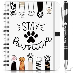 BBTO Lot de 2 Cadeaux Motivants Stay Pawsitive Carnet A6 Stylo &agrave; Bille Citations Motivantes Stylos Carnet &agrave; Spirale pour les Amoureux des Chats Amis Famille Coll&egrave;gues No&euml;l Anniversaire (Bomelvoo FR, neuf)