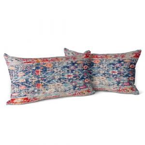 Snylcce Housse de Coussin 30x50cm Boho Ethnique Taie d'oreiller Lot de 2 Moderne Housses Coussins Mandala Motif Floral Taie Oreiller Boheme D&eacute;coratif pour Chambre Rouge Bleu (Sunycler, neuf)